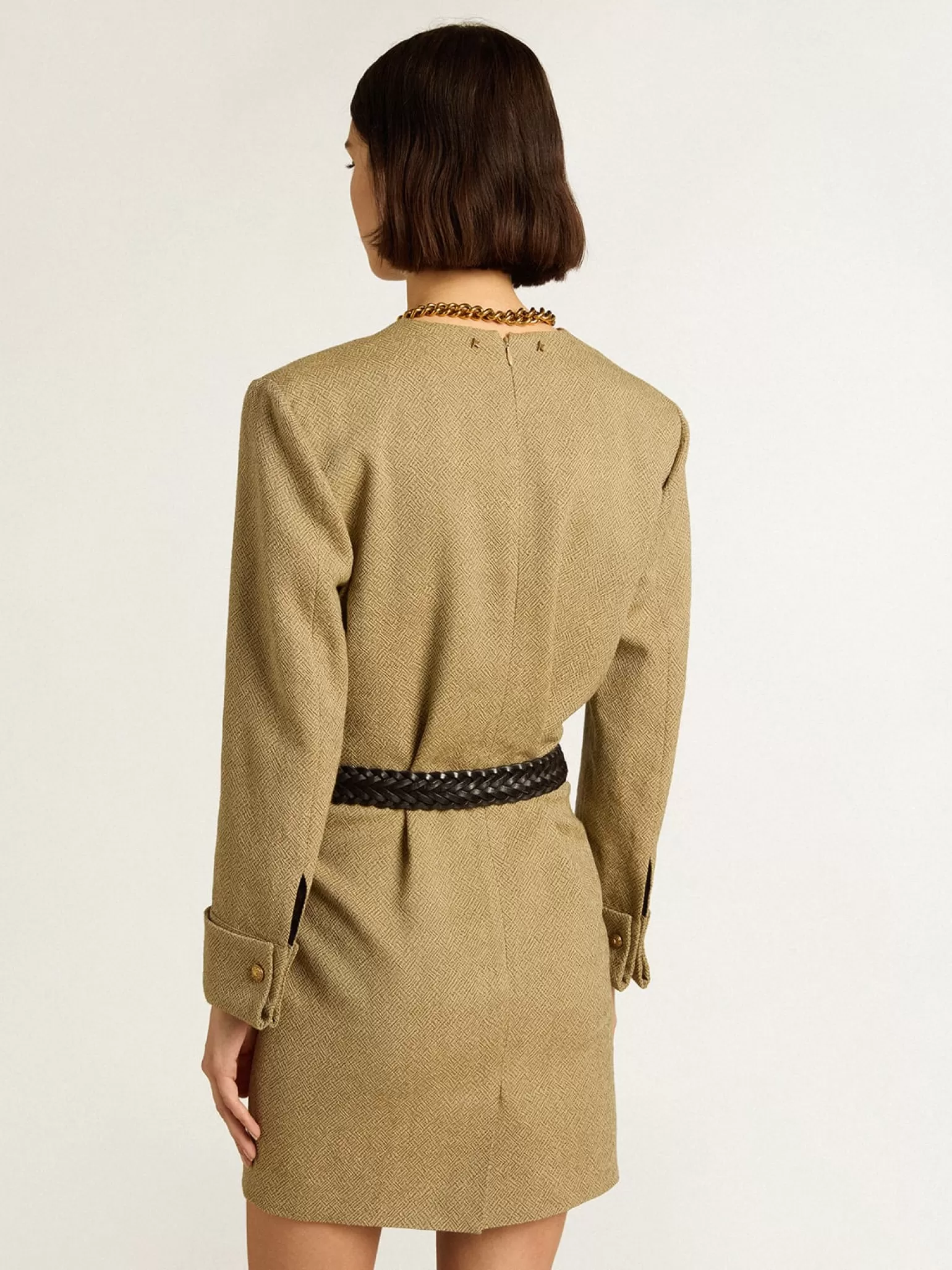Fashion Vestido curto de lã cor de faia clara MULHER Vestidos e macacões