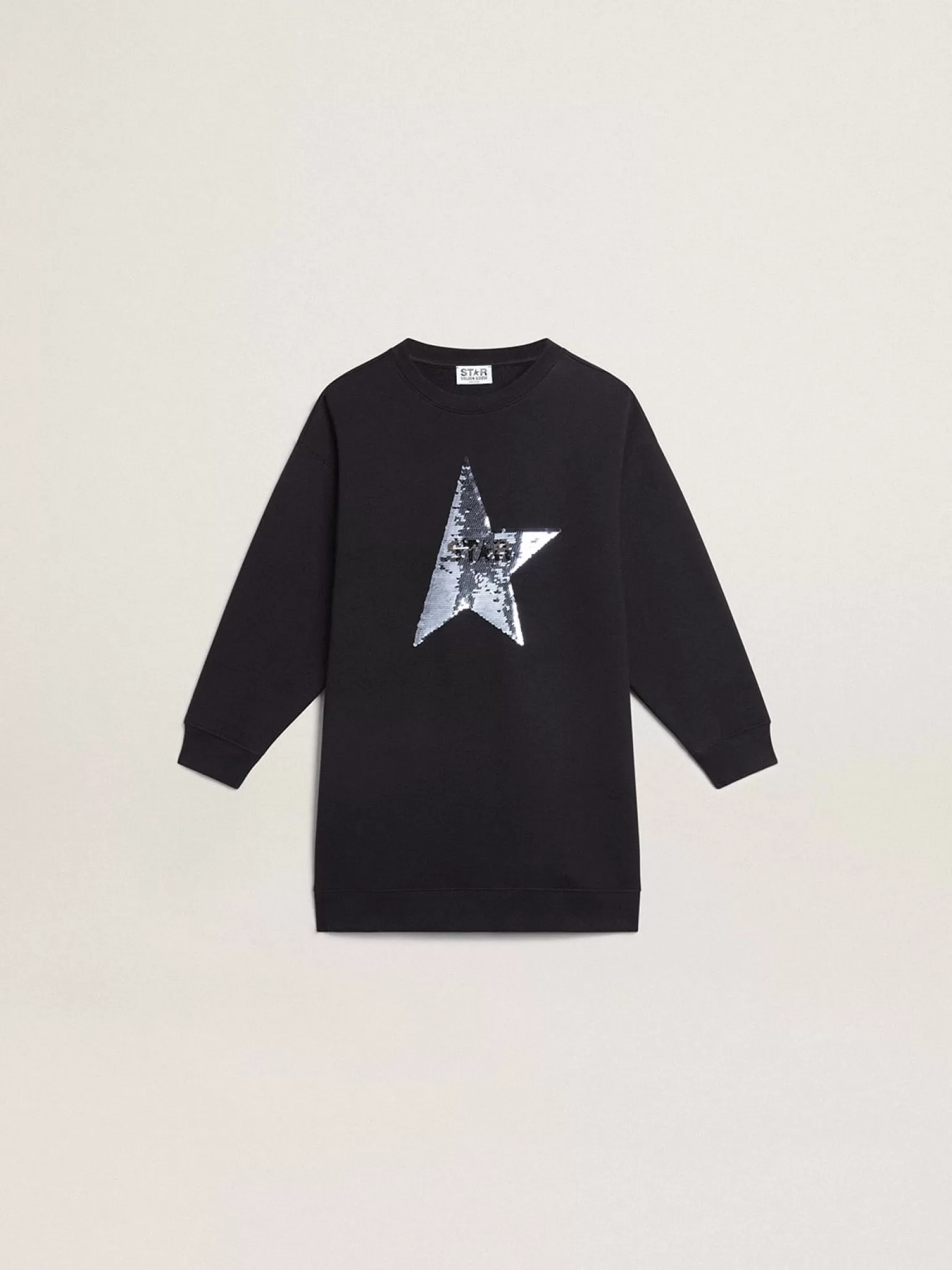 Flash Sale Vestido de moletom infantil feminino azul com estrela de lantejoulas Roupas de cima (4-12 years)