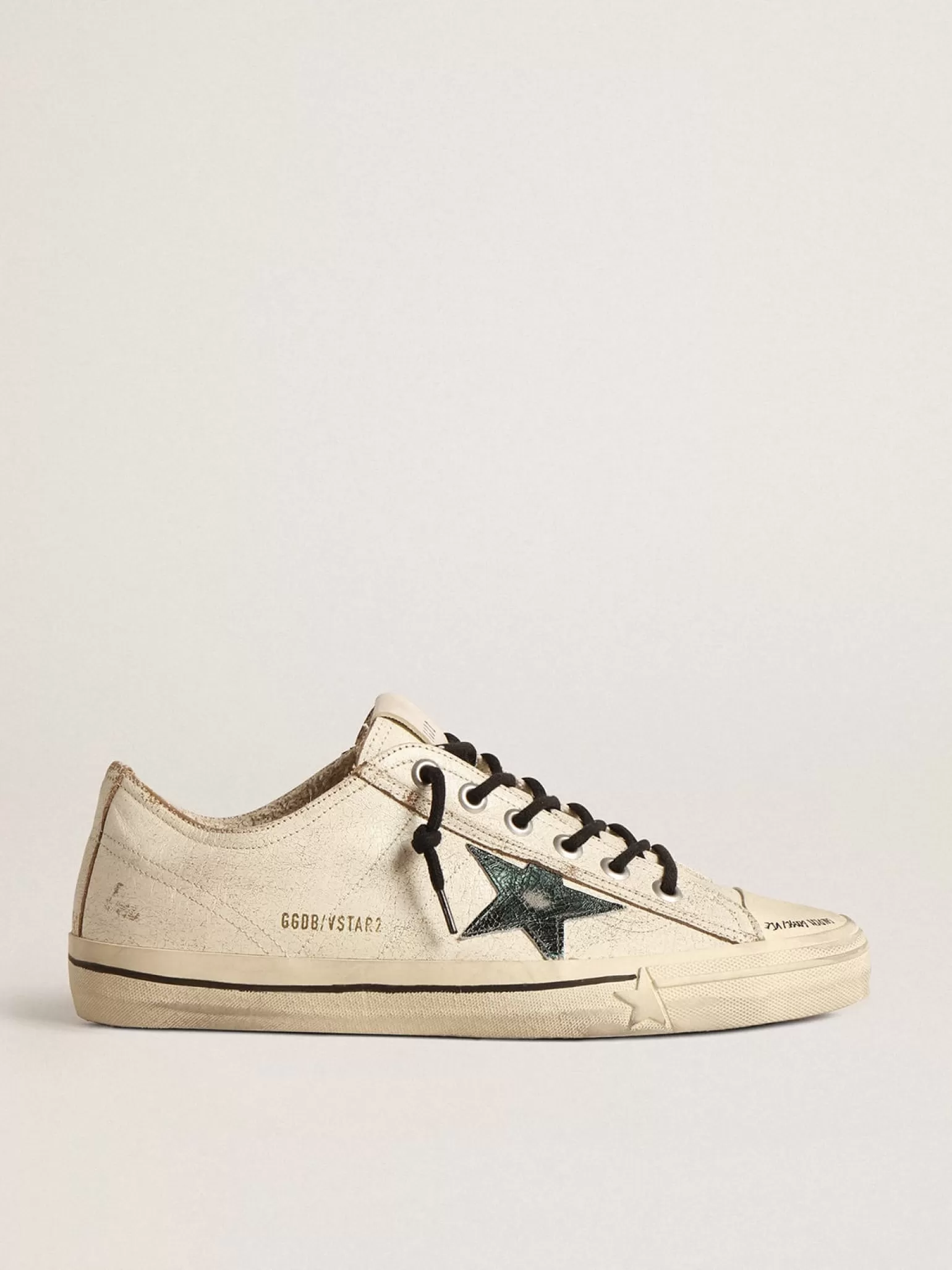 Best Sale V-Star de couro brilhante com estrela de couro metálico craquelado verde V-Star
