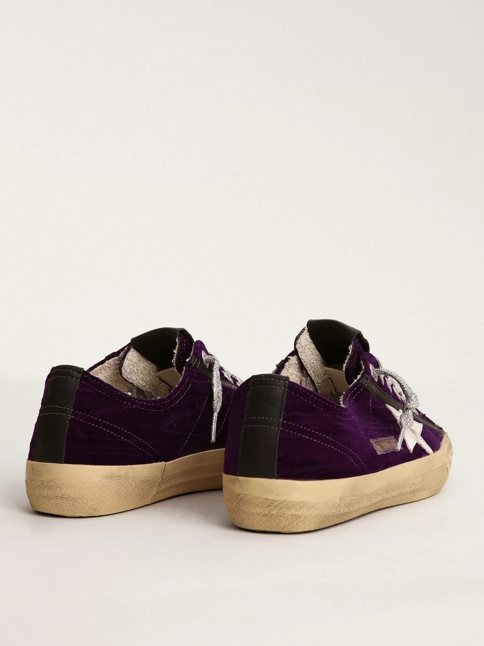 Cheap V-Star Feminino LTD de veludo roxo com estrela de couro branco MULHER V-Star