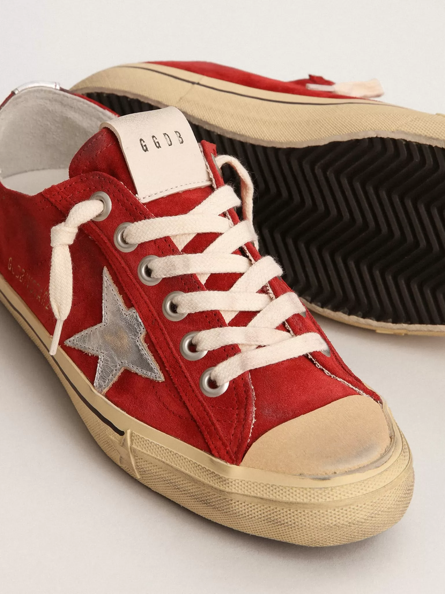 Cheap V-Star LTD feminino de suede vermelho escuro com estrela prateada MULHER V-Star