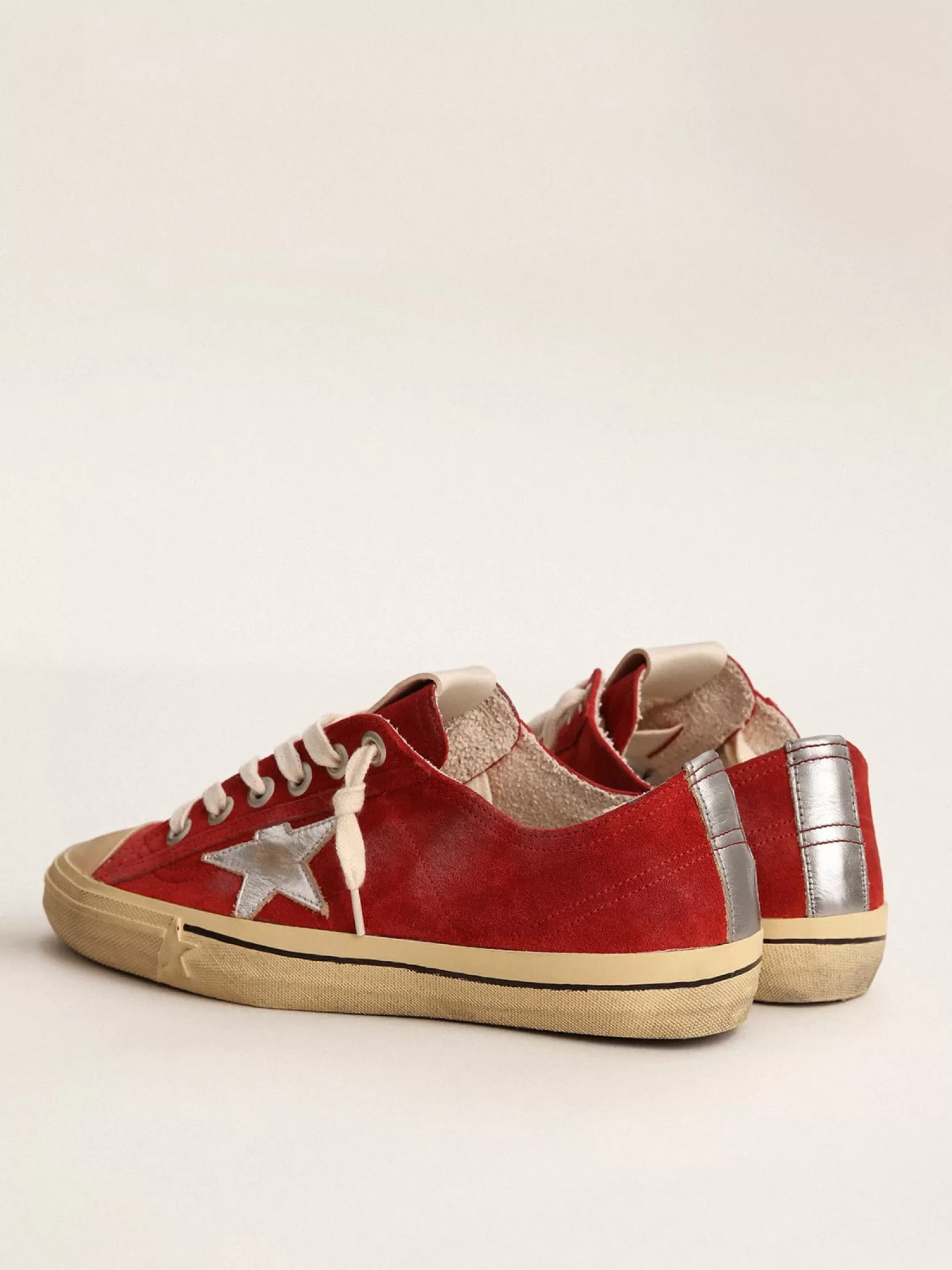 Cheap V-Star LTD feminino de suede vermelho escuro com estrela prateada MULHER V-Star