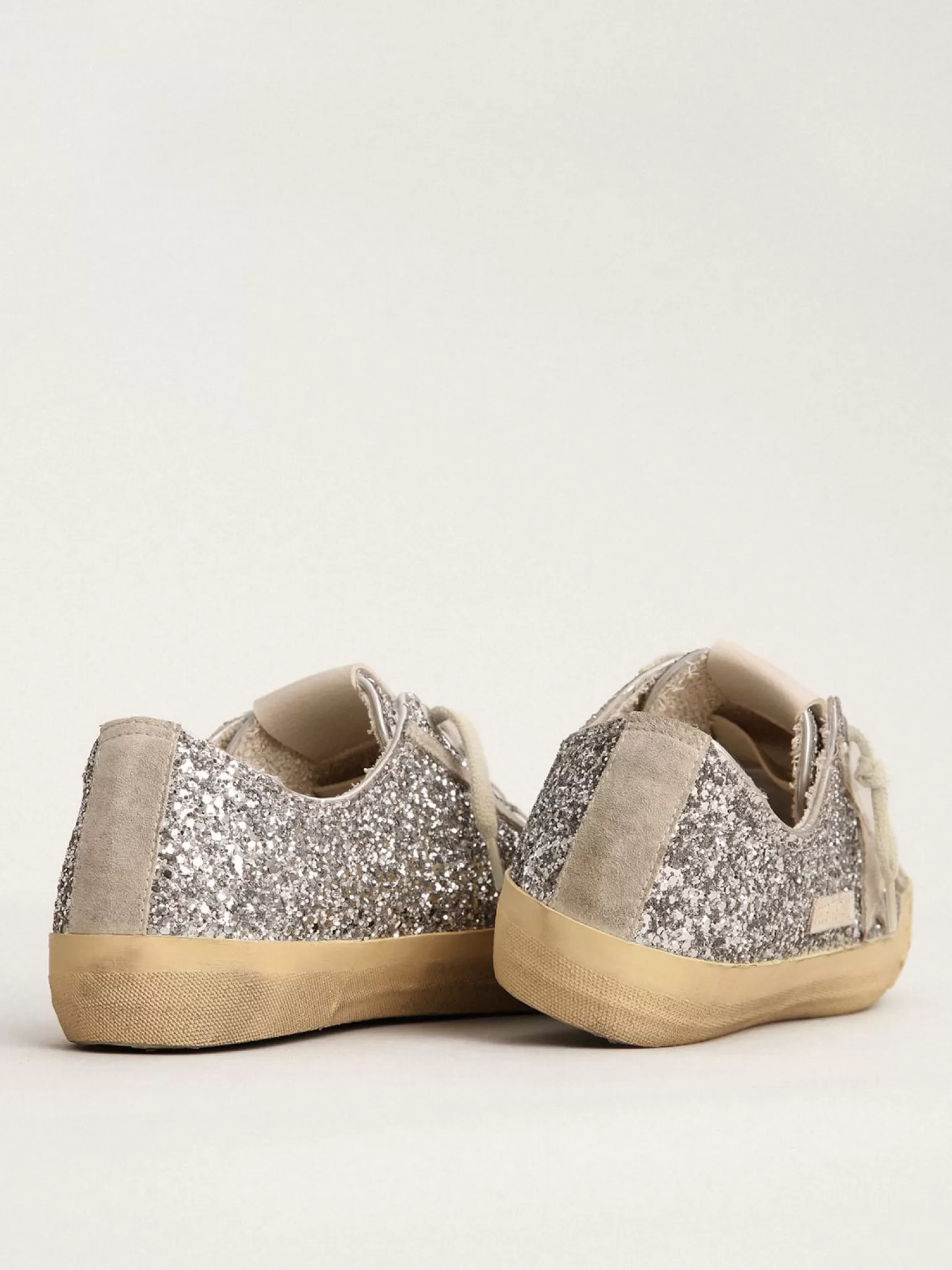Fashion V-Star LTD feminino em glitter prateado com estrela de suede cinza gelo MULHER V-Star