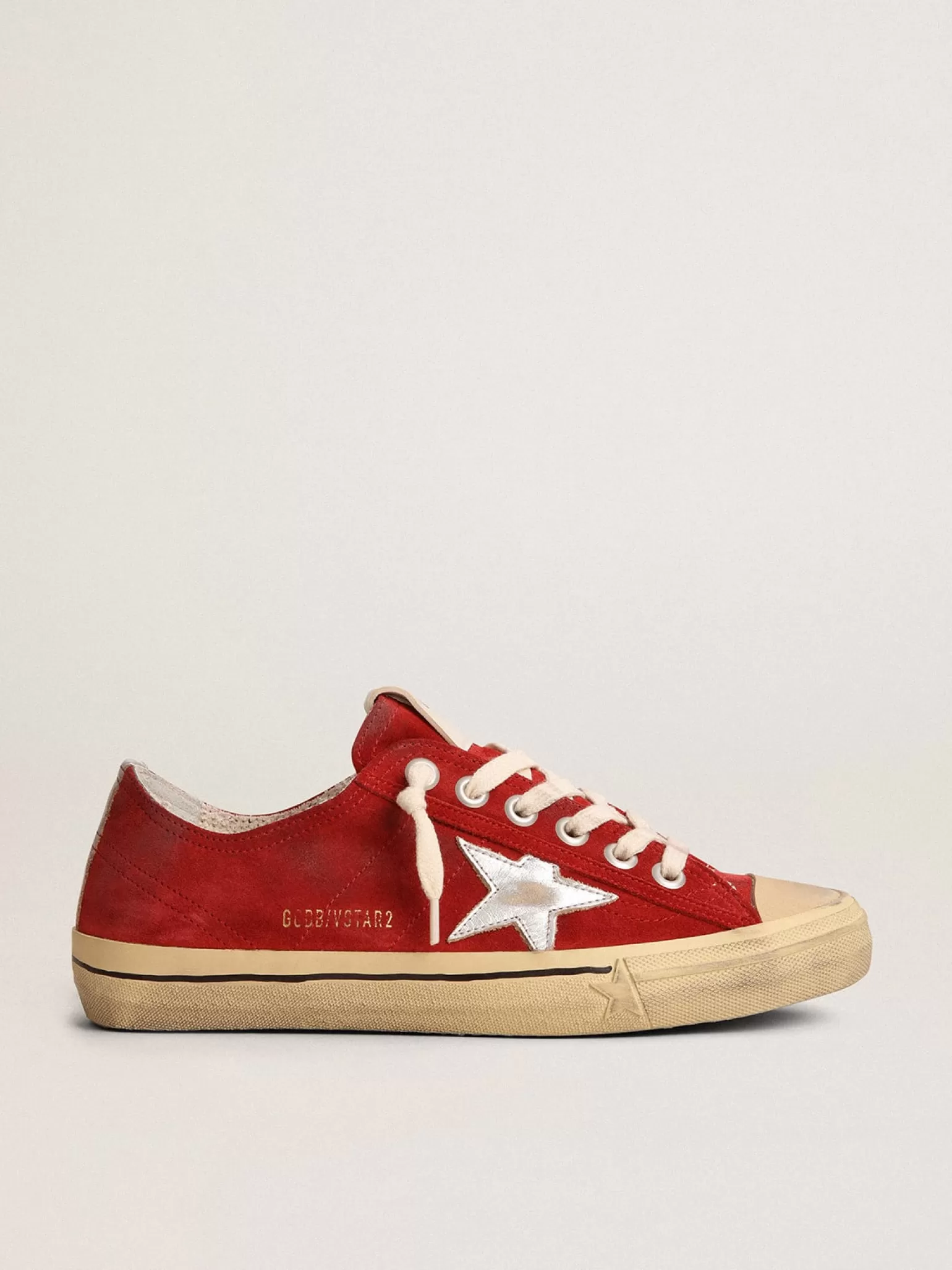 Flash Sale V-Star LTD masculino de suede vermelho -escuro com estrela e talão prateados V-Star