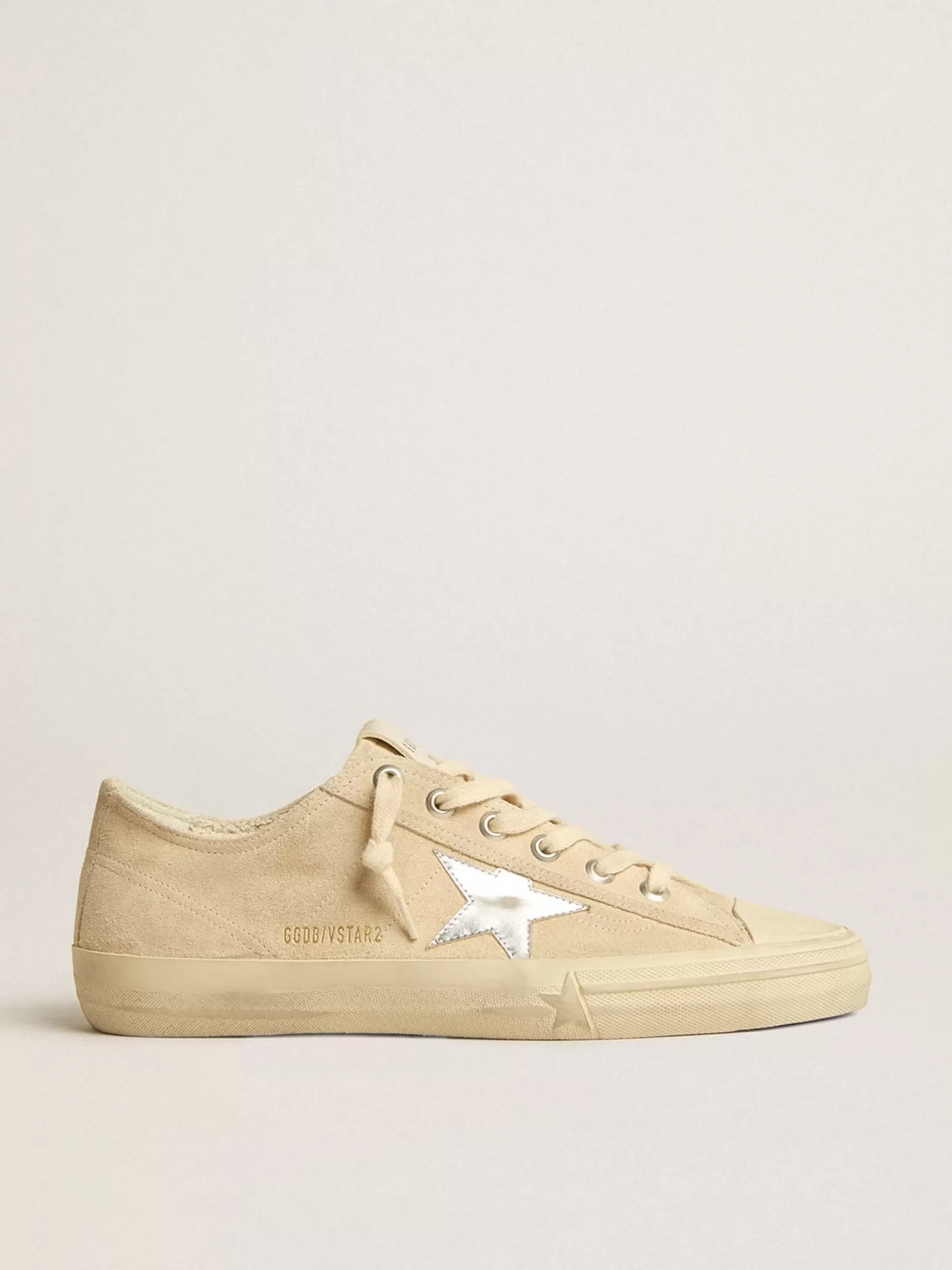 Sale V-Star Masculino de suede pérola com estrela de couro metálico prateado V-Star