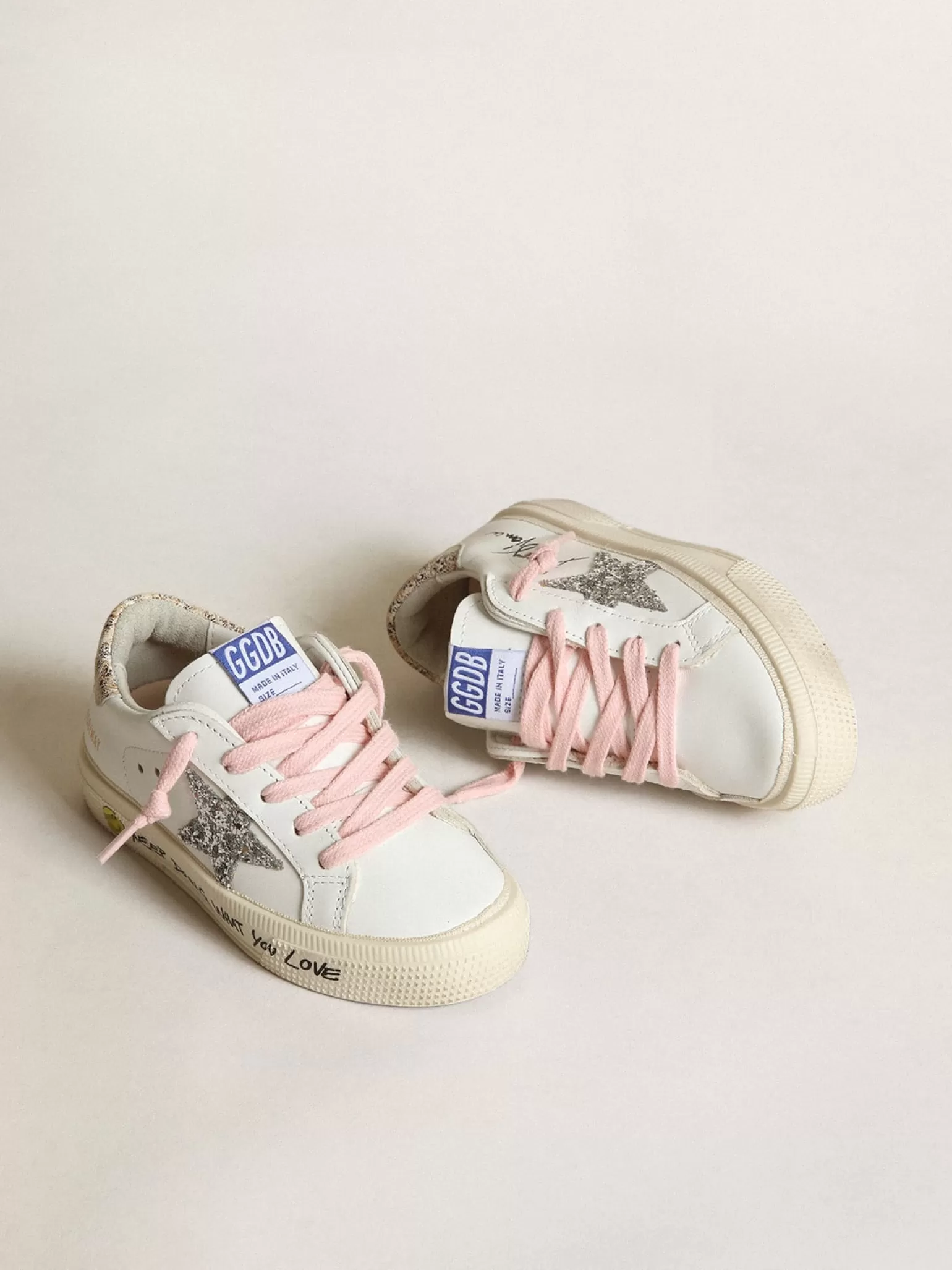 Store Young May com estrela de glitter prateado e talão estampa de leopardo Meninas (4-10 anos)