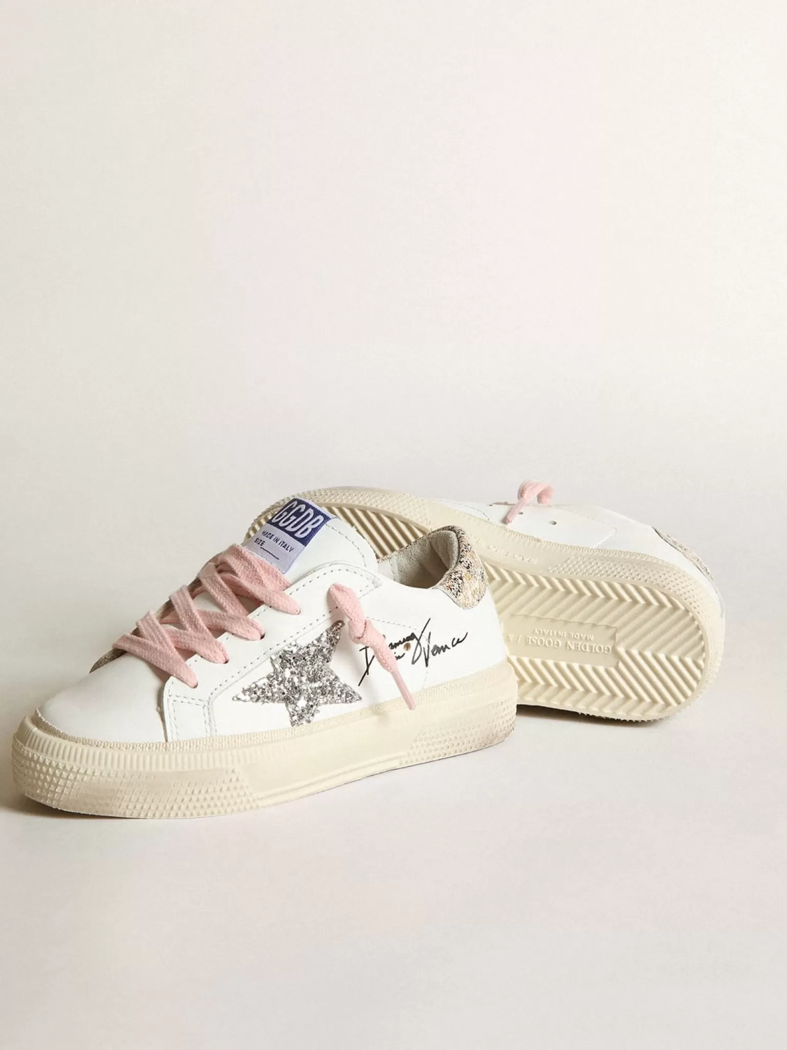 Store Young May com estrela de glitter prateado e talão estampa de leopardo Meninas (4-10 anos)