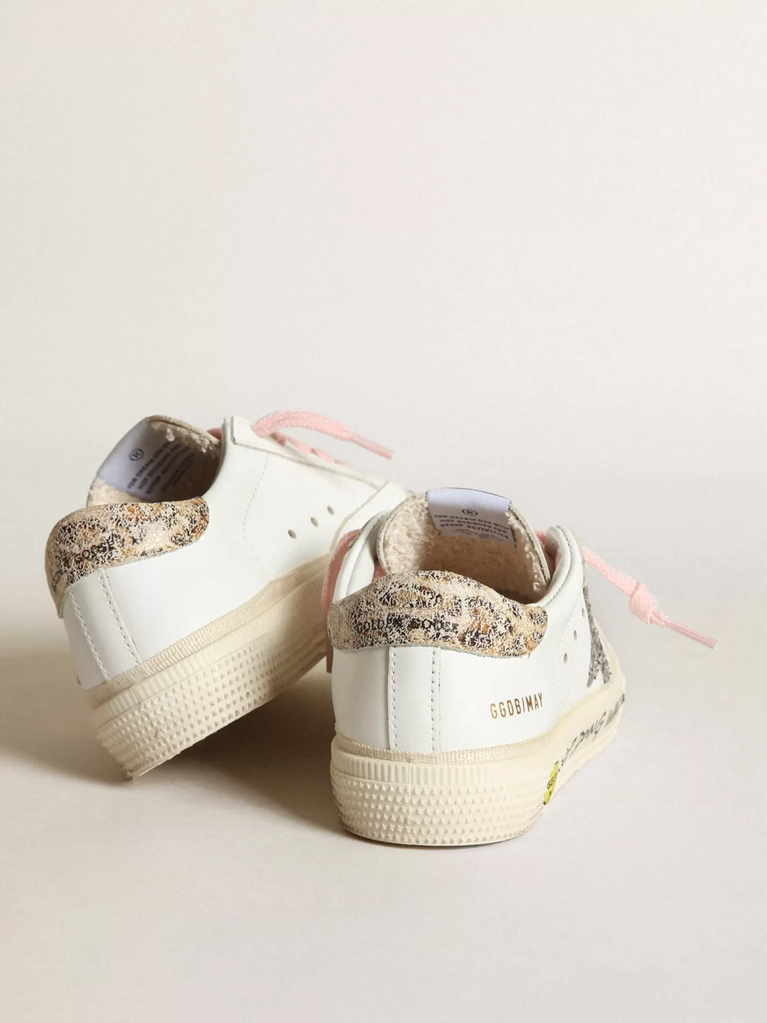 Store Young May com estrela de glitter prateado e talão estampa de leopardo Meninas (4-10 anos)