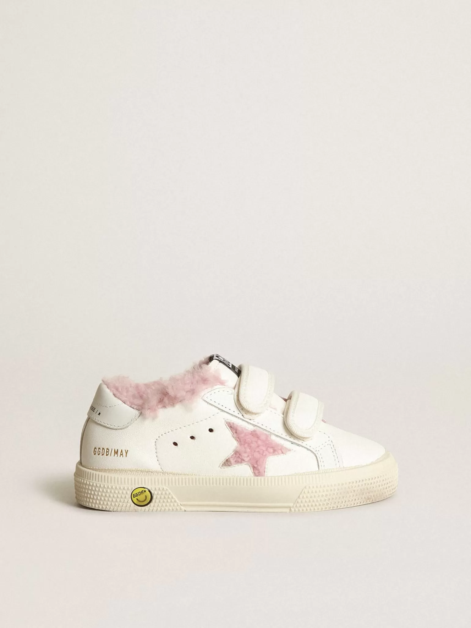 New Young May School de napa branca com estrela e forro de shearling rosa Meninas (4-10 anos)